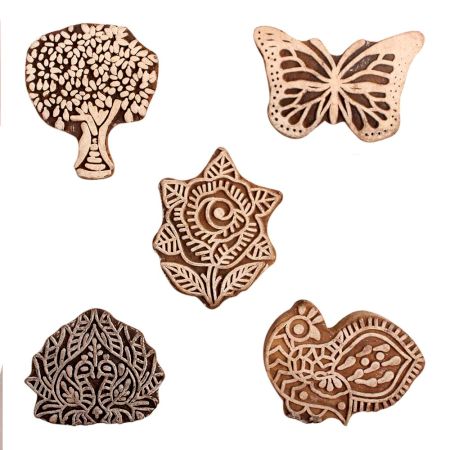 Set of 5 Piece New Mix Wooden Printing Block